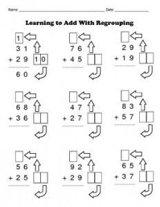 Regrouping worksheet- click to enlarge and solve.